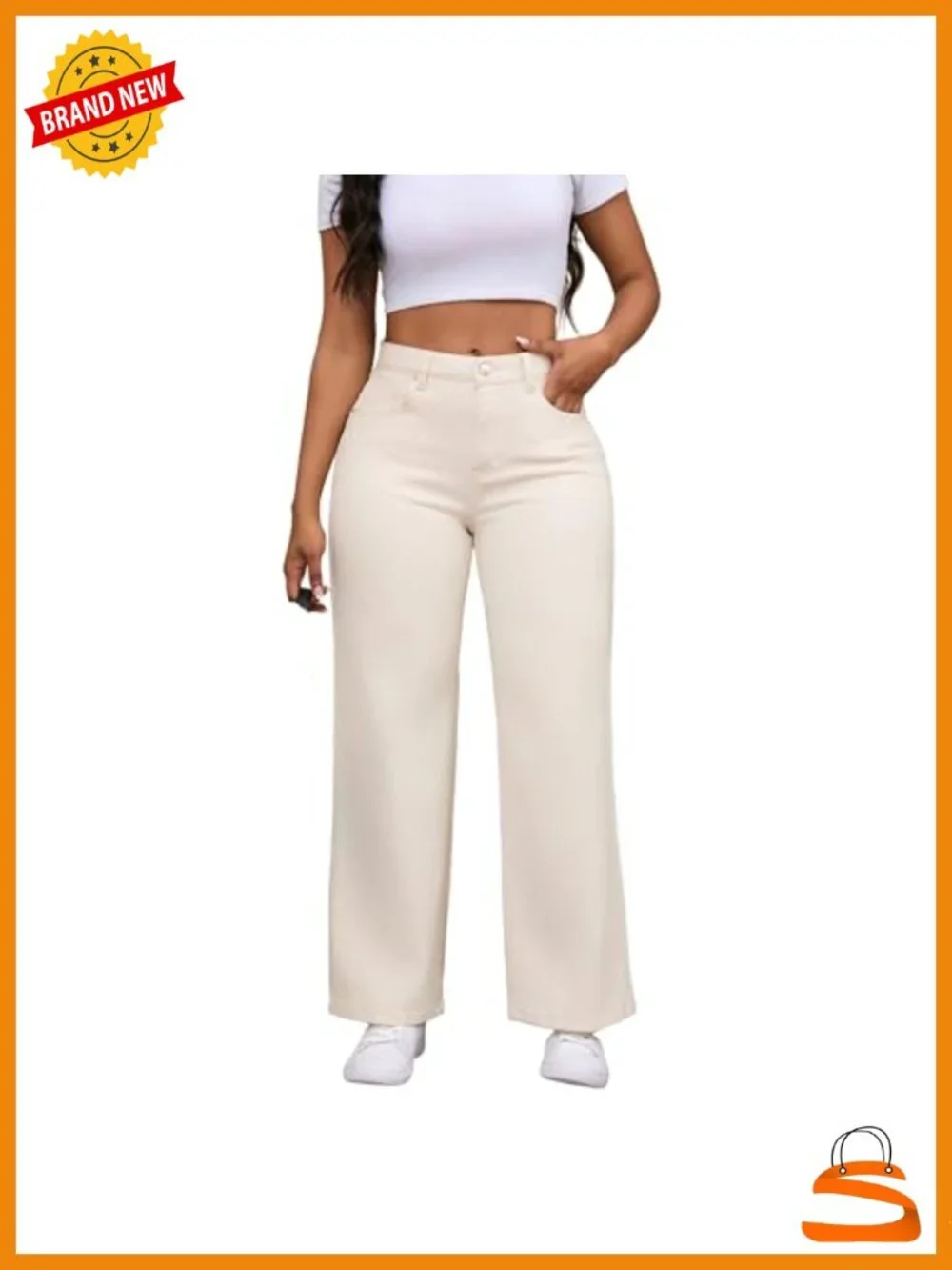 High Waisted Wide Leg Jeans Stretchy Distressed Denim Pants
